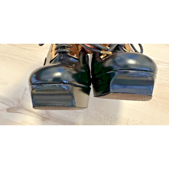 Gucci Heels Scar Pelle S Cuoio Nero Baby Lux 9B High Heel Platform Shoes - Picture 8 of 12